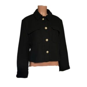 Zara Black Cropped Blazer with Gold Buttons